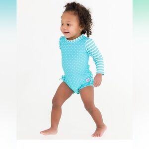 RuffleButts Kids Floral Long Sleeve Swimsuit